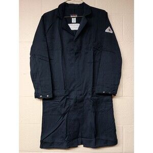 Bulwark FR Concealed Snap-Front Lab Coat Navy Dark Blue Small New